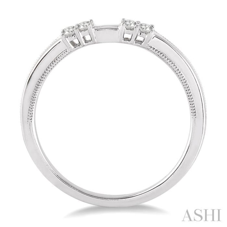 1/10 Ctw Round Cut Diamond Wedding Band in 14K White Gold