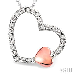 1/20 Ctw Heart Shape Single Cut Diamond Pendant in Sterling Silver with Chain