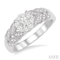 1/3 Ctw Lovebright Round Cut Diamond Ring in 14K White Gold