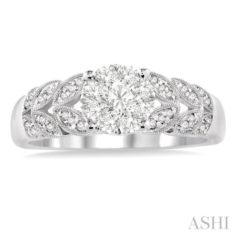 1/3 Ctw Lovebright Round Cut Diamond Ring in 14K White Gold