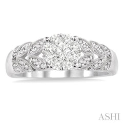 1/3 Ctw Lovebright Round Cut Diamond Ring in 14K White Gold