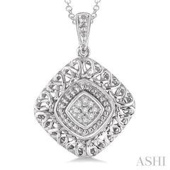 1/20 Ctw Cushion Shape Single Cut Diamond Pendant in Sterling Silver with Chain