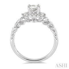 1/2 Ctw Diamond Engagement Ring with 1/4 Ct Princess Cut Center Stone in 14K White Gold