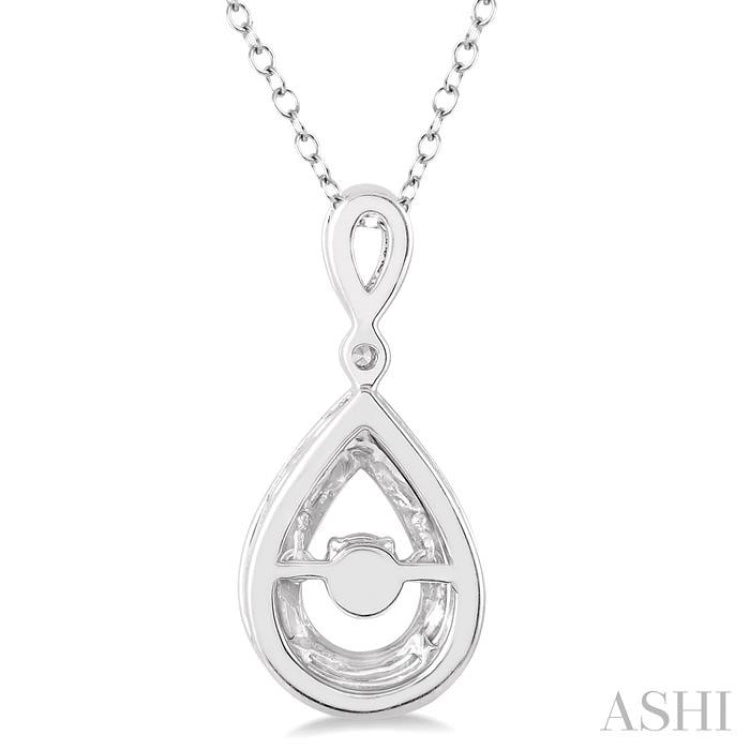 1/10 Ctw Pear Shape Diamond Emotion Pendant in Sterling Silver with Chain