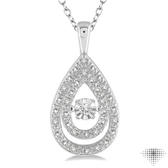 1/10 Ctw Pear Shape Diamond Emotion Pendant in Sterling Silver with Chain