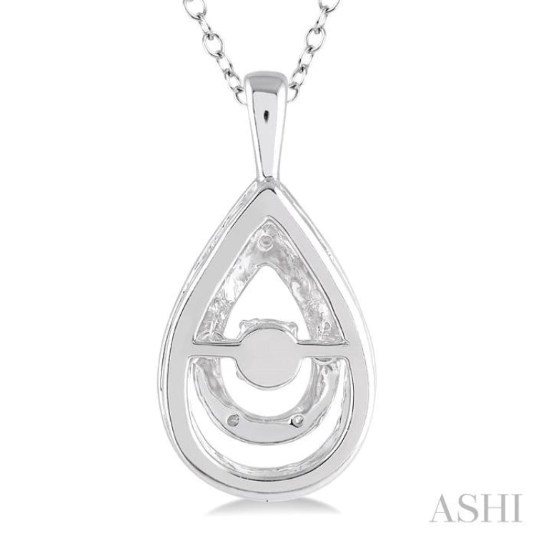 1/10 Ctw Pear Shape Diamond Emotion Pendant in Sterling Silver with Chain