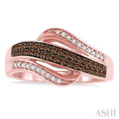 1/3 Ctw White and Champagne Brown Diamond Ring in 10K Rose Gold