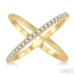 1/4 Ctw Round Cut Diamond 'X' Ring in 14K Yellow Gold