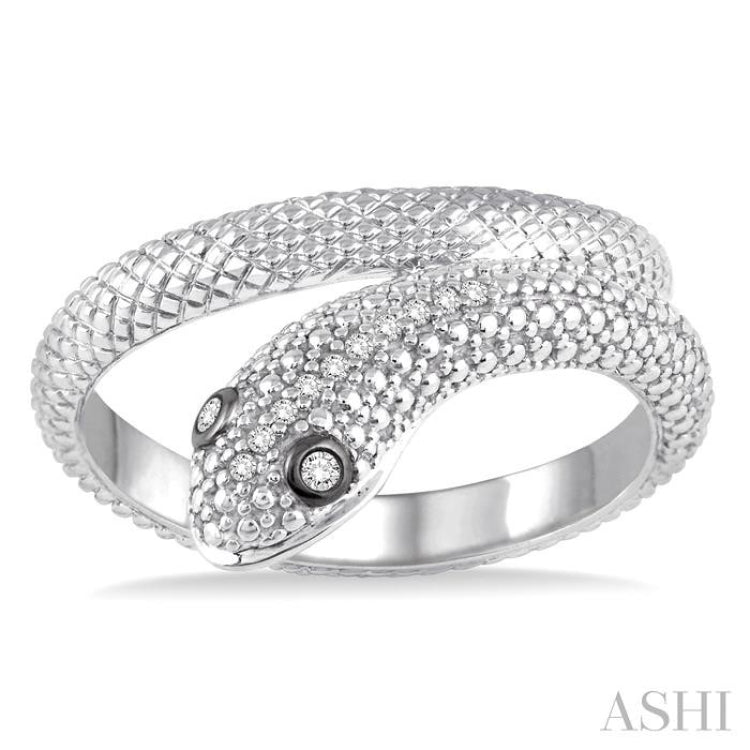 1/20 Ctw Round Cut Diamond Snake Ring in Sterling Silver