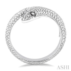 1/20 Ctw Round Cut Diamond Snake Ring in Sterling Silver