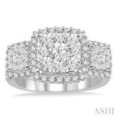 1 3/8 Ctw Diamond Lovebright Ring in 14K White Gold