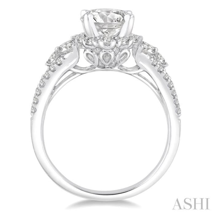 1 Ctw Diamond Semi-mount Engagement Ring in 14K White Gold