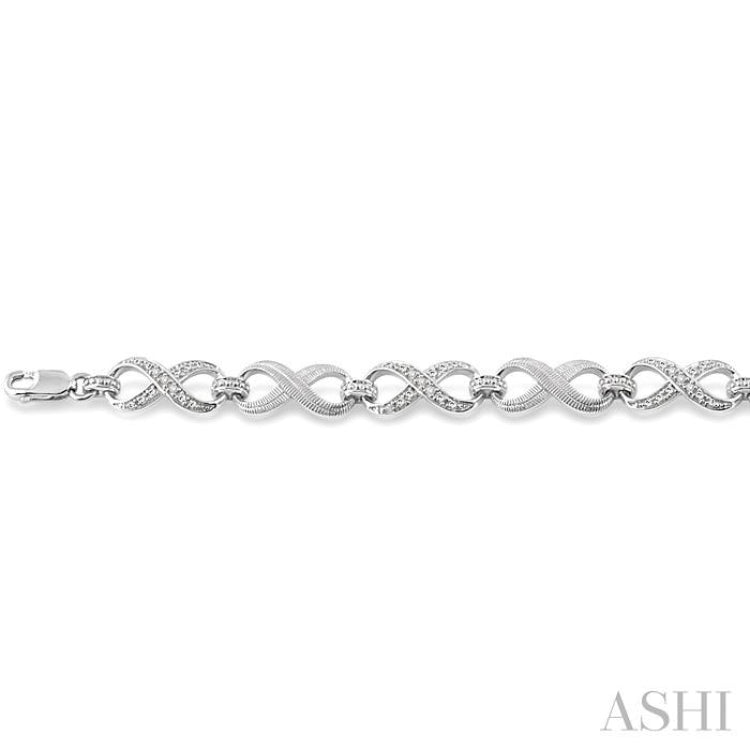 1/10 Ctw Round Cut Diamond Swirl bracelet in Sterling Silver