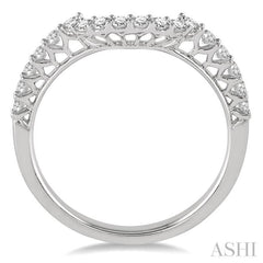 3/8 Ctw Arch Shape Round Cut Diamond Wedding Band in 14K White Gold