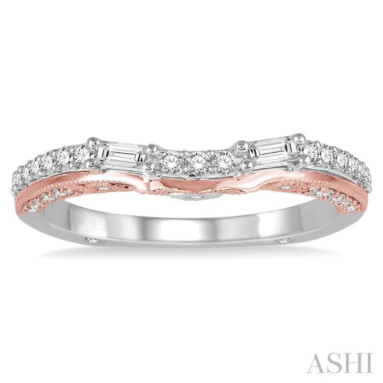 1/3 Ctw Diamond Matching Wedding Band in 14K White and Rose Gold.