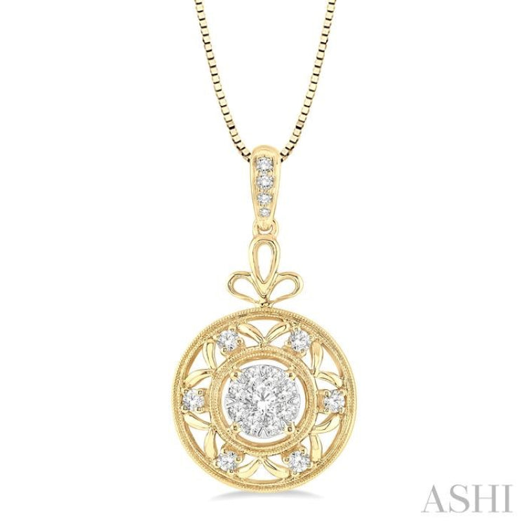 1/2 Ctw Round Cut Diamond Lovebright Pendant in 14K Yellow and White Gold with Chain