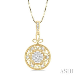 1/2 Ctw Round Cut Diamond Lovebright Pendant in 14K Yellow and White Gold with Chain