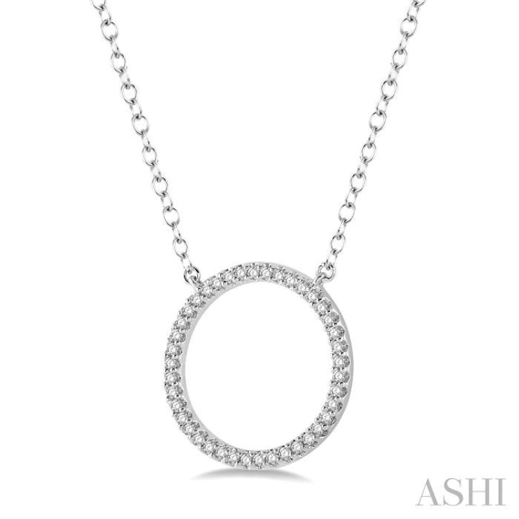 1/6 Ctw Geometric Circle Round Cut Diamond Pendant With Link Chain in 10K White Gold