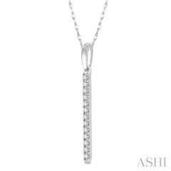 1/10 Ctw Straight Bar Round Cut Diamond Pendant in 10K White Gold