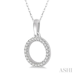 1/10 Ctw Hollow Cut Circle Round Cut Diamond Pendant in 10K White Gold