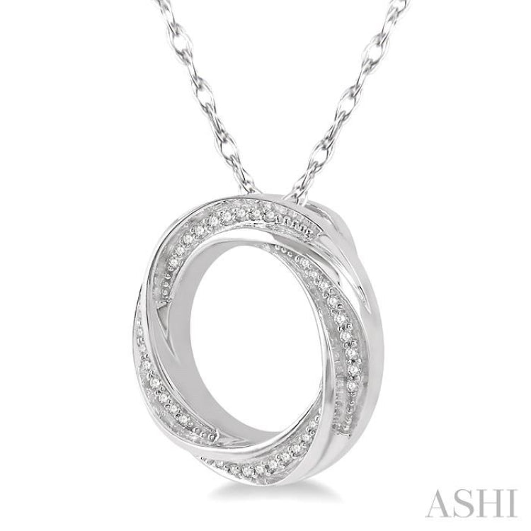 1/6 Ctw Open Center Whirlwind Diamond Fashion Pendant in 10K White Gold with chain