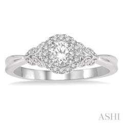 3/8 Ctw Entwined Round Shape Diamond Engagement Ring with 1/4 Ct Round Cut Center Stone in 14K White Gold