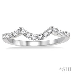 1/3 ctw Deep Curve Center Round Cut Diamond Wedding Band in 14K White Gold