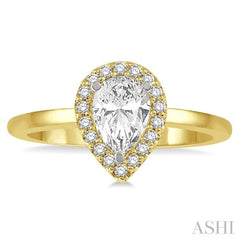 5/8 Ctw Pear and Round Cut Diamond Ladies Engagement Ring with 1/2 Ct Pear Cut Center Stone in 14K Yellow and White Gold