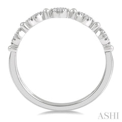 1/10 Ctw Marquise Mount and Ball Link Round Cut Diamond Stack Band in 14K White Gold