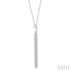 1/4 ctw Rounded Bar Round Cut Diamond Pendant With Chain in 14K White Gold