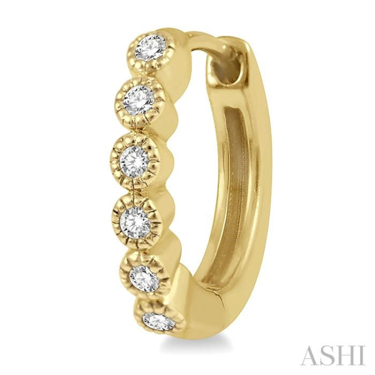 1/10 Ctw Round Cut Diamond Huggie Petite Earrings in 10K Yellow Gold