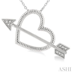 1/20 Ctw Heart and Arrow Round Cut Diamond Pendant With Chain in Sterling Silver