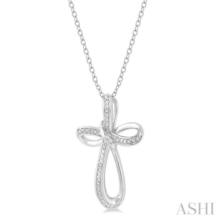 1/50 Ctw Infinity Cross Round Cut Diamond Pendant With Chain in Sterling Silver