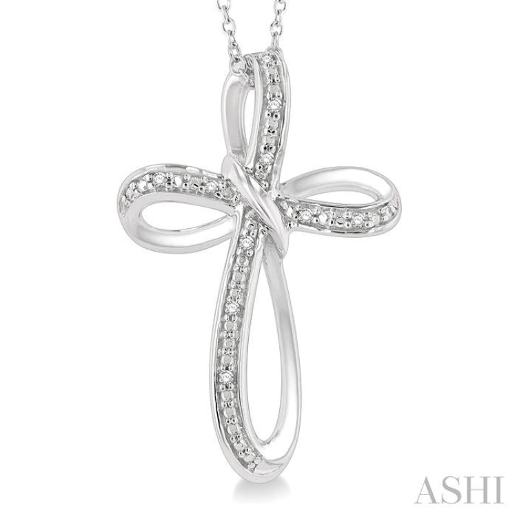 1/50 Ctw Infinity Cross Round Cut Diamond Pendant With Chain in Sterling Silver