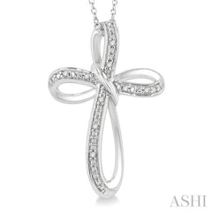 1/50 Ctw Infinity Cross Round Cut Diamond Pendant With Chain in Sterling Silver