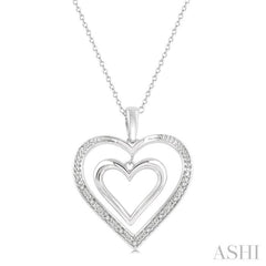 1/50 Ctw Twin Heart Round Cut Diamond Pendant With Chain in Sterling Silver