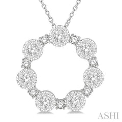 1 ctw Lovebright Round Cut Diamond Circle Pendant With Chain in 14K White Gold