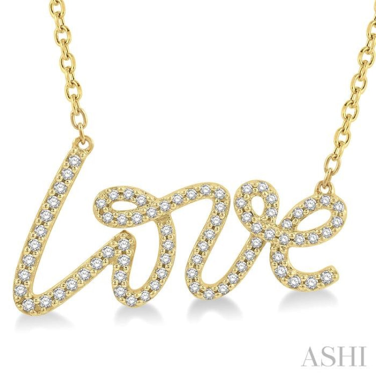 1/4 Ctw Love Round Cut Diamond Necklace in 14K Yellow Gold