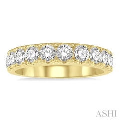 2 ctw 11 Stone Round Cut Diamond Wedding Band in 14K Yellow Gold