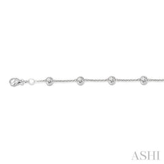 1 Ctw Round Cut Diamond Circular Mount Station Bracelet in 14K White Gold