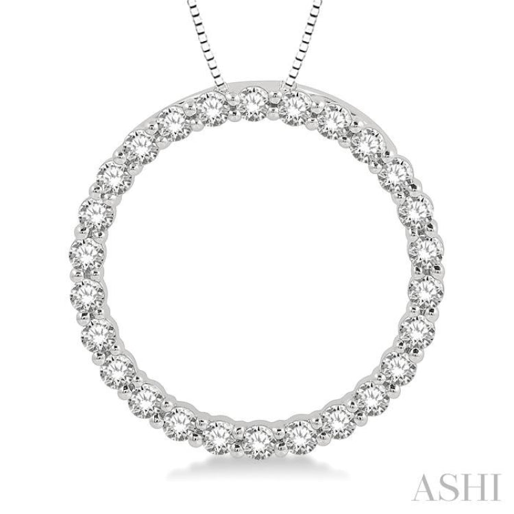 3/4 Ctw Circle of Love Round Cut Diamond Pendant With Chain in 14K White Gold