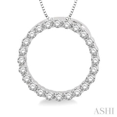 1/4 Ctw Circle of Love Round Cut Diamond Pendant With Chain in 14K White Gold