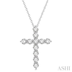 4 ctw Round Cut Diamond Cross Pendant in 14K White Gold with Chain