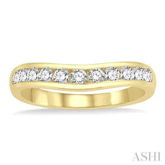 1/2 Ctw Round Cut Diamond Inlay Wedding Band in 14K Yellow Gold