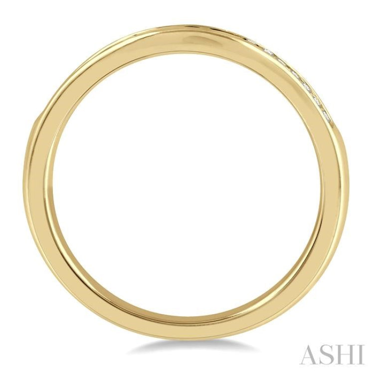 1/3 Ctw Round Cut Diamond Inlay Wedding Band in 14K Yellow Gold