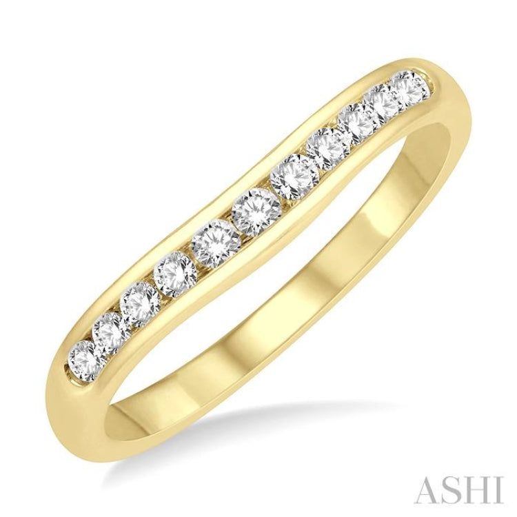 1/4 Ctw Round Cut Diamond Inlay Wedding Band in 14K Yellow Gold