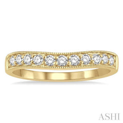 1/3 Ctw Arched Round Cut Diamond Wedding Band in 14K Yellow Gold