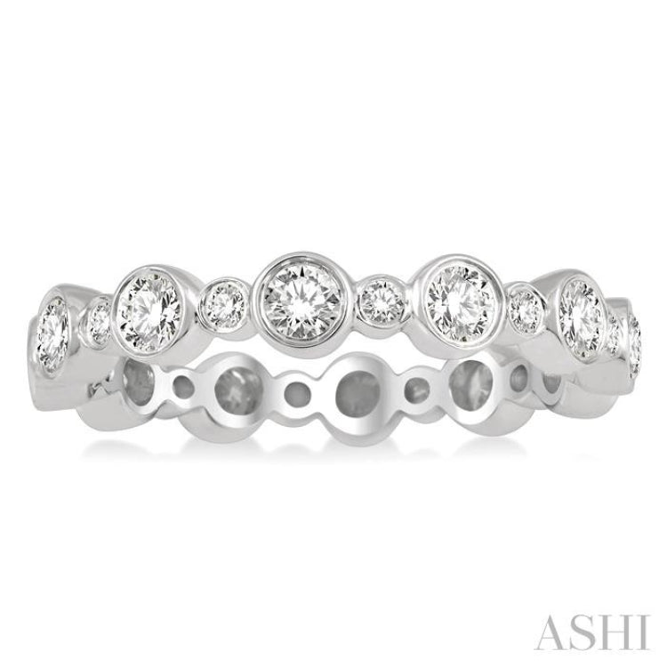 1 ctw Circular Mount Round Cut Diamond Eternity Wedding Band in 14K White Gold