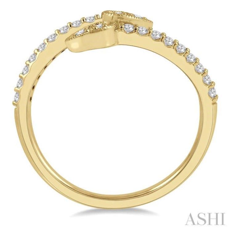 1/5 Ctw Pear Shape Open End Round Cut Diamond Fashion Ring in 10K Yellow Gold