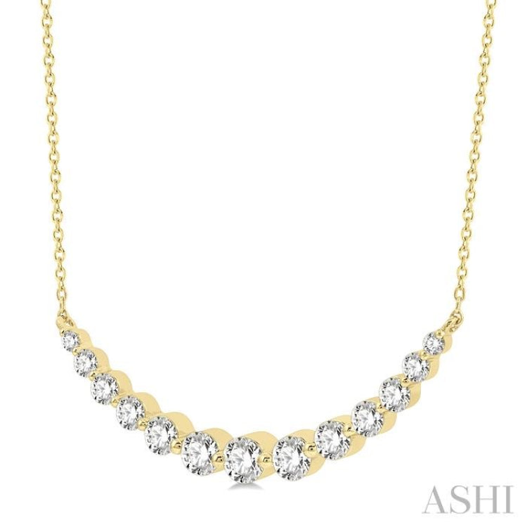 1 Ctw Diamond Smile Necklace In 14K Yellow Gold